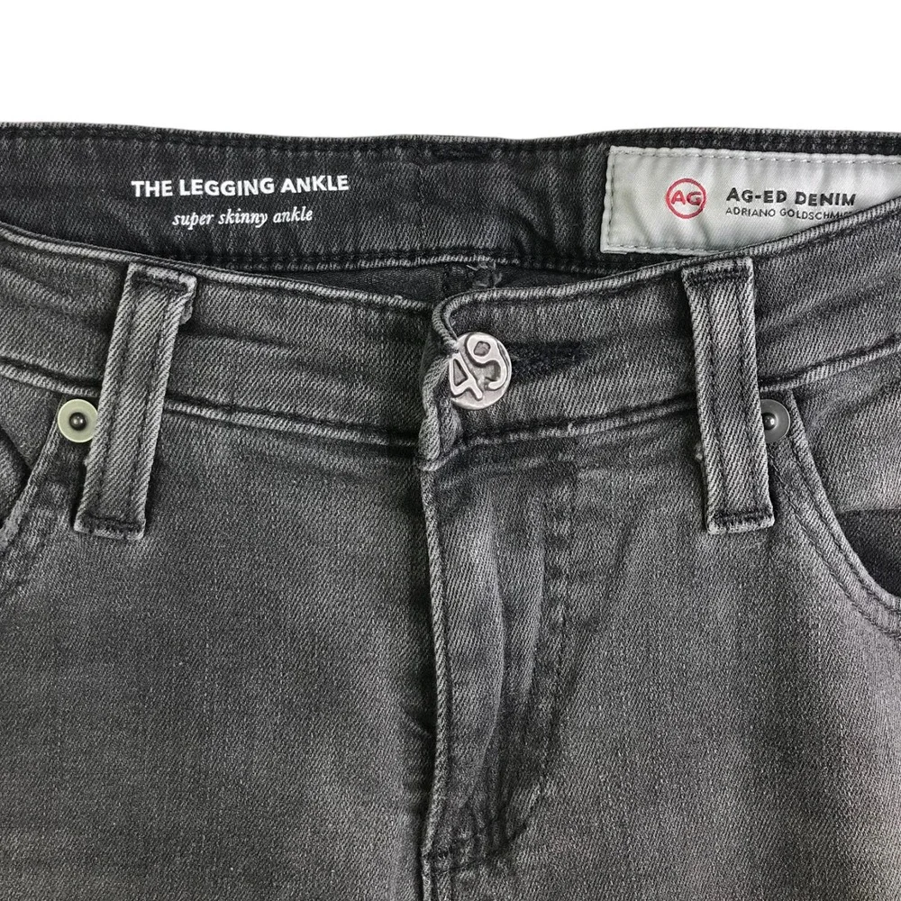 AG Adriano Goldschmied Women's Skinny Jeans Black Denim Distressed Rip Denim 26R